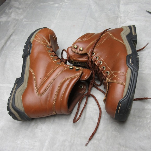 Roper Mens 11 Boots Brown Leather Rain Rugged Work Lace‎ Up Horseshoe Calf Hike - Picture 6 of 15